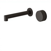 Robinet de lavabo mural noir moderne en acier inoxydable 304 avec cartouche céramique, mitigeur monocommande à double trou pour eau chaude et froide, chambre à coucher