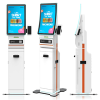 Kiosque de commande automatique sur pied avec écran tactile incurvé de 23,6 pouces, paiement en espèces, vente directe d'usine, utilisation en intérieur, shopping