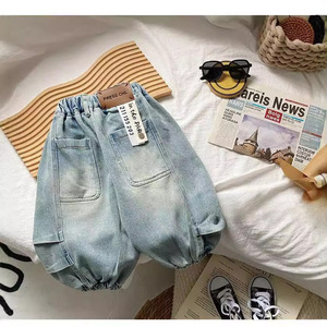Jeans vintage délavés pour garçons, pantalons à taille élastique, pantalons <span class=keywords><strong>baggy</strong></span> pour garçons de 3 à 8 ans, bébés garçons - Product Image 3