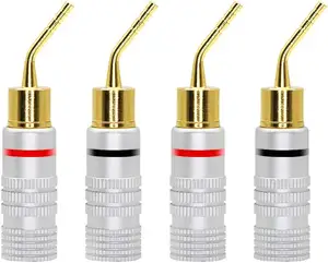 Male Adapter Connectors 2mm Gold Plated copper Bent Pin Heads Banana connectoras audio Speaker Cable