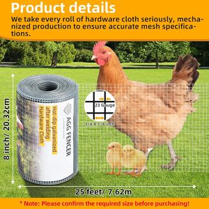 For SX-8113 AggFencer Welded <b>Mesh</b> Hardware Cloth 8x25ft 1/4 Inch Hot Dipped Galvanized Cages - Product Image 2