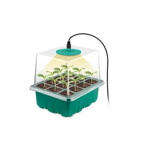Caja de cultivo de 12 celdas con cubierta superior y luz de crecimiento, maceta para germinación de plántulas con LED de espectro completo para promoción del crecimiento - Product Image 2