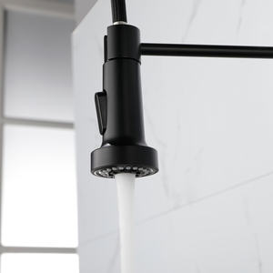 Robinet de cuisine DB en laiton massif, monocommande, noir mat, à poser sur comptoir, avec douchette extractible à ressort moderne, débit minimum de 3,0 gallons - Product Image 4