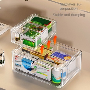กล่องเก็บยาหลายชั้นแบบโปร่งใสมองเห็นได้ความจุขนาดใหญ่กล่องเก็บของกันฝุ่นสำหรับครอบครัวแบบลิ้นชัก - Product Image 4