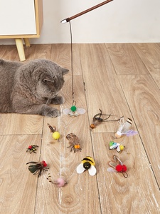 Jouet à mâcher pour chat en plastique, baguette de stimulation en forme d'insecte simulé, têtes interchangeables, durable, résistant aux morsures et aux griffures, soulagement de l'ennui, divertissement personnel - Product Image 2