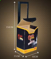 Présentoir en carton ondulé recyclable avec roulettes, couleur unie, pour point de vente et salon professionnel, avec pieds de support