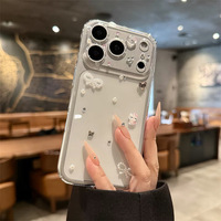 Coque de téléphone transparente en PC rigide avec strass, perles et nœud papillon pour iPhone 18 Pro Max, design personnalisé, style féminin, compatible iPhone 17