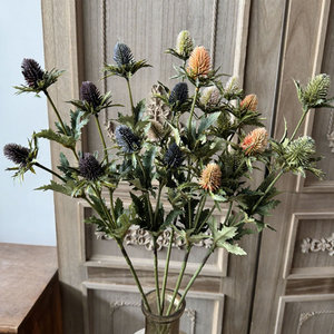 KW-F114 4 têtes de tiges artificielles d'érinique, fausses fleurs de girofle de mer, verdure séchée vintage pour la décoration florale - Product Image 4