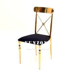 Chaise de salle à manger moderne à dossier croisé en acier inoxydable doré tissu de velours <span class=keywords><strong>pour</strong></span> mariages événements <span class=keywords><strong>location</strong></span> SS cadre <span class=keywords><strong>pour</strong></span> salon villas - Product Image 6
