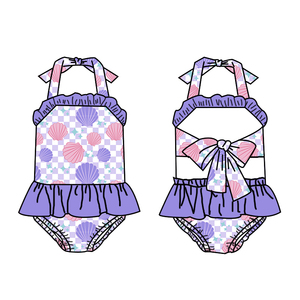 Traje de Baño de Verano para Niñas, de una Pieza, sin Mangas, con Volantes, Estilo Boutique, Estampados Personalizados, Ropa de Playa para Vacaciones - Product Image 1