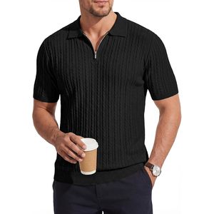 Camiseta Polo FOXA para Hombre, Cuello con Cierre de Cremallera, Manga Corta, Tejida, Transpirable, Informal, para Golf, Verano - Product Image 1