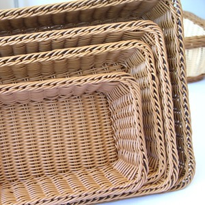 Panier à fruits rectangulaire en rotin fait main pour le présentation et le rangement du pain et des fruits secs - Product Image 2