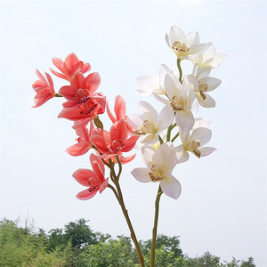 Alta Qualidade 10 Cabeças Brancas Grandes Orquídeas Flores Artificiais Real Toque Cymbidium Orquídeas Planta Arranjo de Casamento Centerpieces - Product Image 4