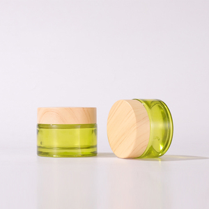 Cao Cấp 15G 30G 50G Màu Xanh Lá Cây Ô Liu Rộng Miệng Thủy Tinh Mỹ Phẩm Jar Mặt Kem Nồi <span class=keywords><strong>Container</strong></span> Với Hạt Tre Nắp Cho Kem Dưỡng Da - Product Image 2