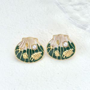 Pendientes de Moda con Perlas y Acabado en Gota de Aceite, Acero Inoxidable con Baño al Vacío de Larga Duración - Product Image 3