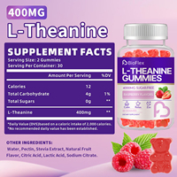 Complément alimentaire à la L-théanine à croquer, saveur framboise, 400 mg, pour favoriser le calme, la relaxation et le sommeil, gommes à la L-théanine pour enfants et adultes