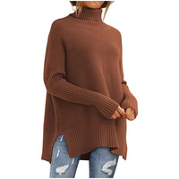Trendiger Oversized Rollkragenpullover für Damen – Langer Strick-Kuschelpullover für Damenbekleidung