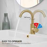 Keran Wastafel Modern Satu Lubang Warna Hitam Bahan Stainless Steel Kontemporer dengan Keramik dan Tuas Tunggal untuk Kamar Mandi