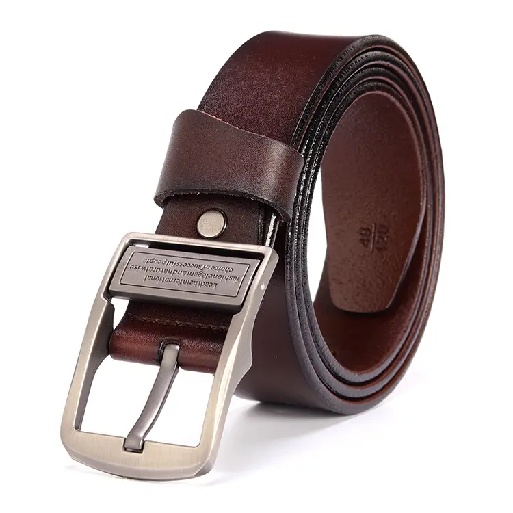 Wholesale Custom New Adjustable Casual Pin Buckle Belt Fashion Luxury Business Men Black Genuine Leather Belt