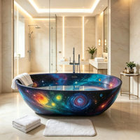 Bañera Moderna Independiente con Superficie de Piedra Sólida, Desagüe de Mármol Natural, Patrones Personalizados para Hoteles