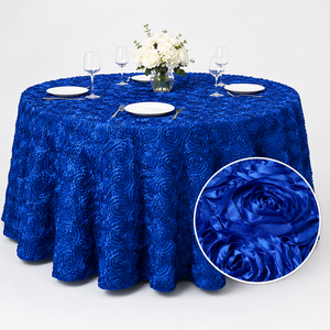 Wholesale 3D Rosette Wedding Banquet Tablecloth Polyester Raised Rose <b>Table</b> Cover for Event Rental Banquet <b>Hall</b> - Product Image 1