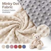 Tissu polaire uni chaud 100 % polyester, tissu peluche doux à pois Minky pour nouveau-nés et bébés