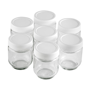 Set di 7 barattoli in vetro con coperchi bianchi per la conservazione e l'organizzazione degli alimenti - Product Image 1