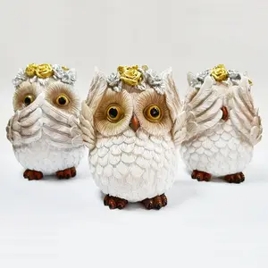 Nhựa Thủ Công Tùy Chỉnh Owl Sáng Tạo Phòng Khách Trang Trí Nhỏ Trang Trí Nhà Máy Tính Để Bàn Micro Cảnh Quan Trang Trí Động Vật Bức Tượng Nhỏ