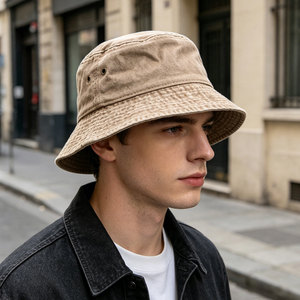<span class=keywords><strong>Chapeau</strong></span> <span class=keywords><strong>Bob</strong></span> en Coton Délavé à l'Acide de Haute Qualité, Personnalisable avec Logo, Style Rétro pour Pêche et Chasse en Extérieur - Product Image 2