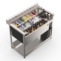 Unit Bar Counter Modular Baja Tahan Karat 304 316 Kustom, Unit Wastafel Bawah Bar, Rak Es Speed Rail 165L, Dapur Luar Ruangan Modular