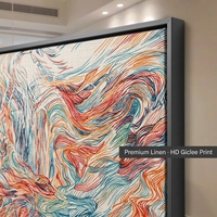 Cuadro Decorativo de Pared Grande, Diseño Botánico Abstracto Minimalista Moderno, Estilo Marroquí, Lino Ecológico Premium, Original de Alta Definición