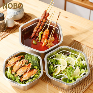 Đa Giác Thép Không Gỉ Trộn Bát Thực Phẩm Lưu Trữ Container Cho Nhà Bếp Với Nắp Nhựa Hộp Ăn Trưa - Product Image 1