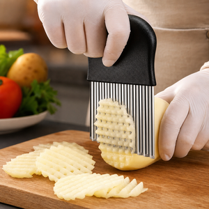 Cuchilla Ondulada para Cortar Patatas Fritas, Cortador de Verduras y Patatas Onduladas de Acero Inoxidable, Cuchillo Ondulado para Patatas Fritas, Rebanador de Patatas Fritas para Zanahorias y Cebollas - Product Image 3