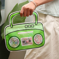 Pochette Doypack transparente en MOPPETPE de qualité alimentaire avec fermeture à lien, forme radio rétro mignonne, logo personnalisé, motif animal de dessin animé, pour snacks et bonbons