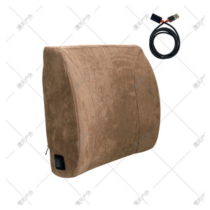 Coussin de soutien lombaire chauffant ergonomique pour voiture, en mousse à mémoire de forme, suède kaki, rectangulaire, utilisation générale quatre saisons - Product Image 5