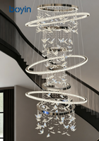 Lustre d'escalier personnalisé en cristal, suspension LED moderne de luxe pour escalier duplex