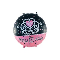 Ensemble de ballons ronds en aluminium brillant BLN de 18 pouces pour 15e anniversaire en espagnol pour décorations de fête