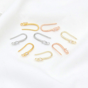 U-Shaped Ear <b>Hooks</b> With Zircon 18k Gold Plated Copper DIY Jewelry Accessories For <b>Earrings</b> Making - Product Image 1