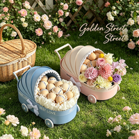 Boîte cadeau personnalisée en forme de berceau avec bordure en dentelle, boîte ovale pour fleurs et desserts pour baby shower, mariage et fête