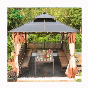 Meubles d'extérieur, gazébo de jardin en aluminium, aspect robuste, résistant au soleil, moustiquaire, PC