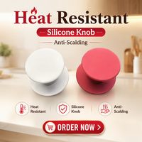 Bouton de couvercle de casserole en silicone anti-brûlure, écologique, résistant au four, universel, avec poignée en verre et perles supérieures, accessoires de cuisine, pièces de batterie de cuisine