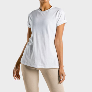 Top d'été en coton respirant personnalisé T-<span class=keywords><strong>shirt</strong></span> en coton peigné lourd à col ras du cou pour femmes - Product Image 4
