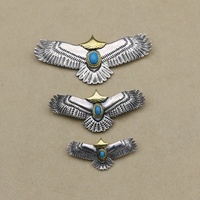 Vente en gros pendentif en argent sterling 925 personnalisé à la mode plume d'aigle doré massif avec monture en plaqué or turquoise