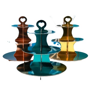 2/4 Tier <b>Paper</b> Cake Stands Wholesale Cardboard Sandwich <b>Cupcake</b> High Tea Takeaway Box Stand - Product Image 1