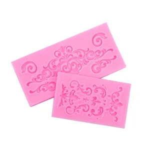 M548 stampi per fondente barocco per decorare torte curlicci scorrimento bordo in pizzo caramelle stampo in Silicone per Sugarcraft Cupcake Topper