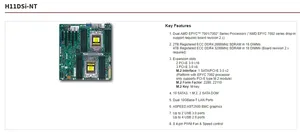 H11DSI-NT 마더 보드 2x EPYC 7F72 7F52 7B12 7H12 7742 7702 7662 7642 7552 7542 7532 7502 CPU 프로세서 16x <span class=keywords><strong>DDR4</strong></span> 램 메모리 - Product Image 3