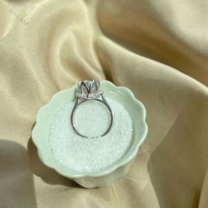 Dylam Hot Sale Flower Shape Bling Anniversary Modern Simple Bride Pave for Eternity <b>Couples</b> CZ 5A <b>Ring</b> Sterling Silver 925 - Product Image 6