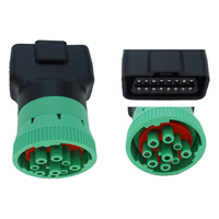 Juego de 5 conectores adaptadores de diagnóstico J1939 de 9 pines macho a OBD2 de 16 pines hembra