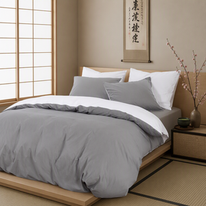 Parure de lit en coton bicolore gris et blanc pour chambre d'hôtes, stock Pologne, 3 pièces, livraison directe UE - Product Image 5