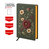 Service d'impression personnalisé OEM du fabricant, broderie, tissu en lin, vente en gros, carnet de notes à bordure dorée